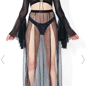 club exx festival style sheer maxi skirt medium